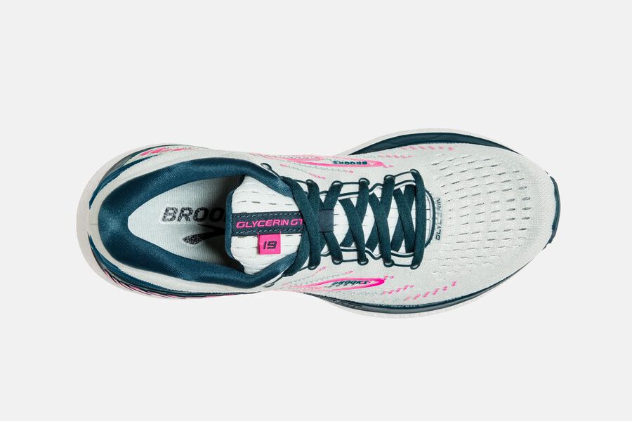 Brooks Glycerin GTS 19 Road Running Shoes Womens White/Pink 607821-TWM